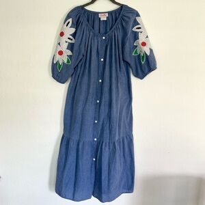 Vintage Smart Time Patio House Dress Snap Front Flower
